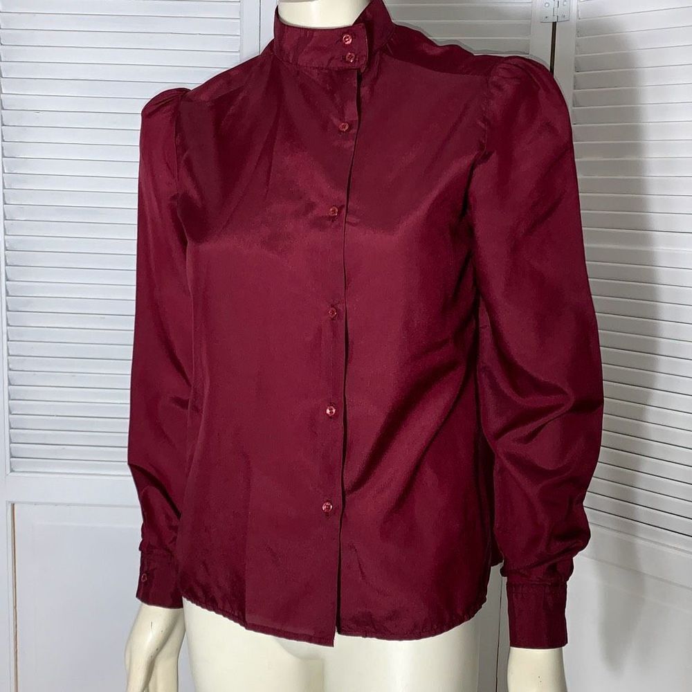 Vintage 70’s Jack Winters Burgundy Secretary Button Down Blouse Size 10‎ - Picture 3 of 12